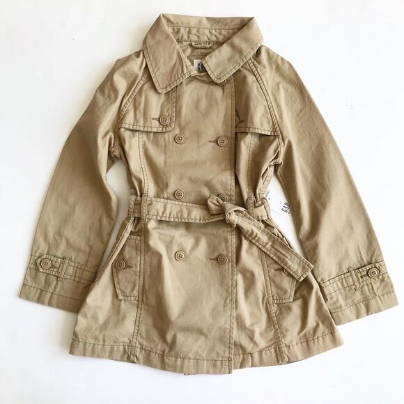 Gapkids NWT beige trench coat w/belt S(6-7Y) - Picture 1 of 5